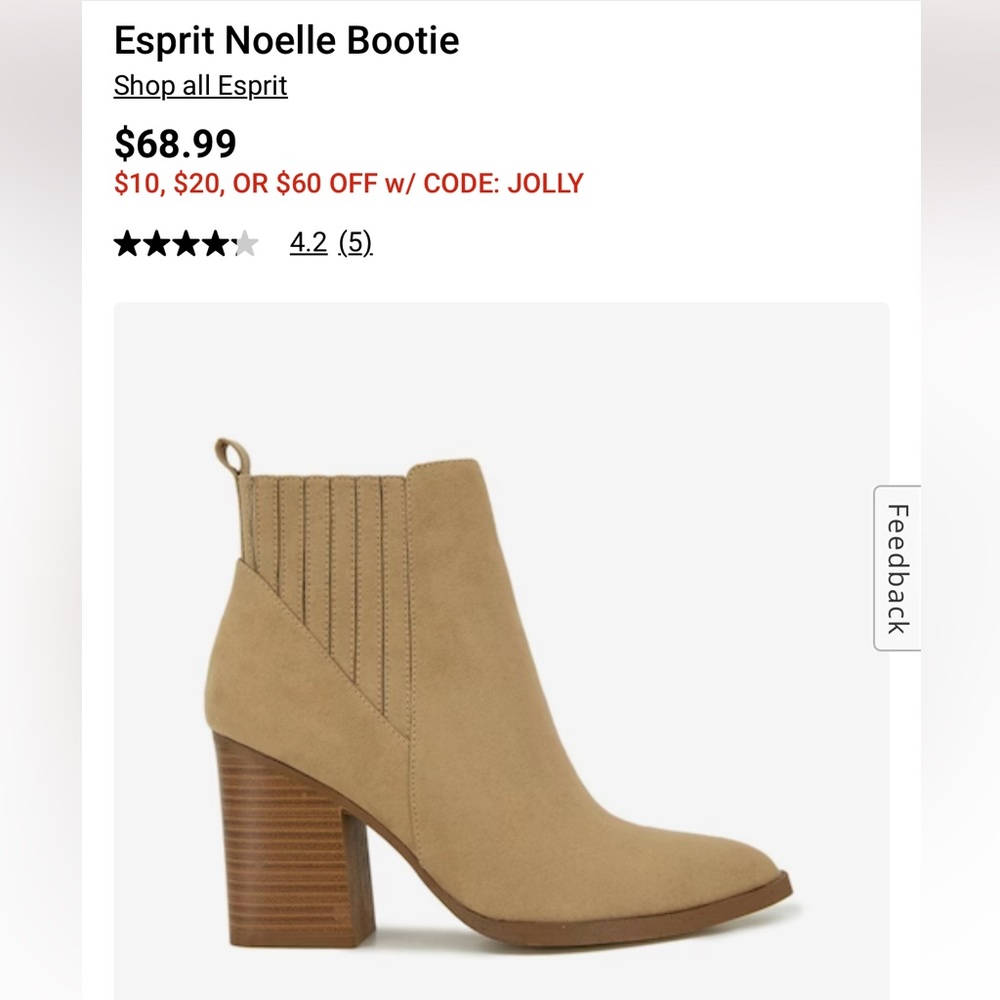 Espirit bootie nude suede size 8 like new